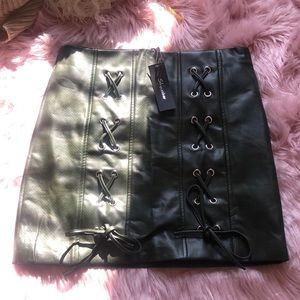 Dark green leather skirt